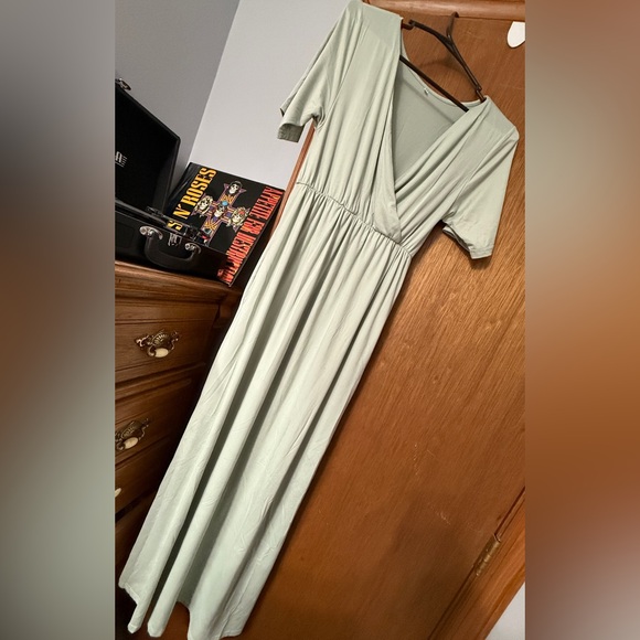 Maternity Sage Green Wrap Dress - Picture 1 of 4